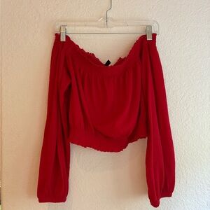 H&M Vibrant Red Off-Shoulder Top